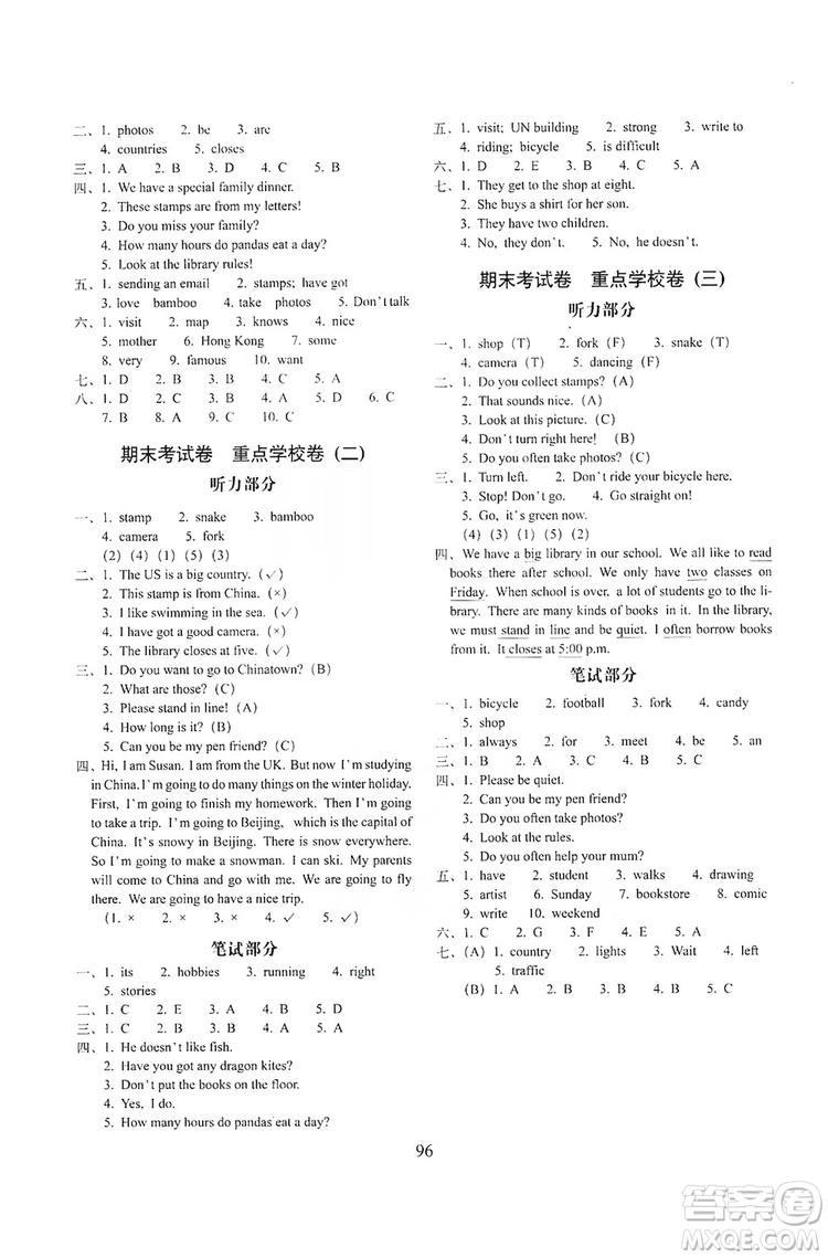 68所名校圖書2019秋期末沖刺100分完全試卷六年級(jí)英語上冊(cè)外研版全新版答案