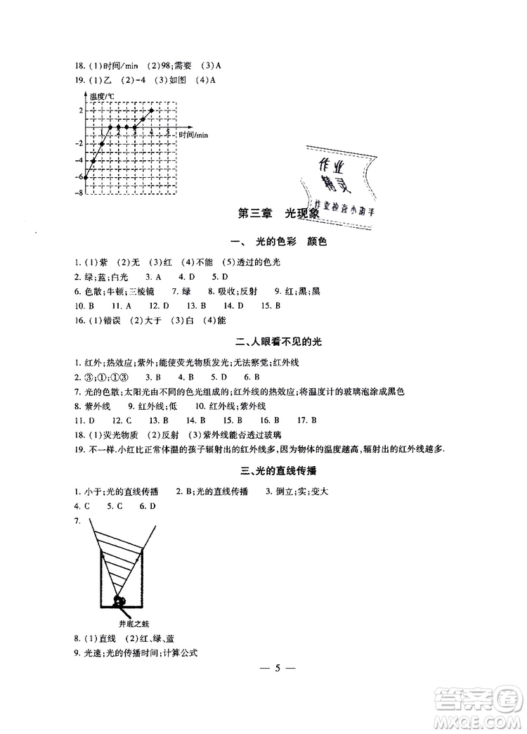 2019年一考圓夢綜合素質(zhì)學物理隨堂反饋8年級上冊參考答案