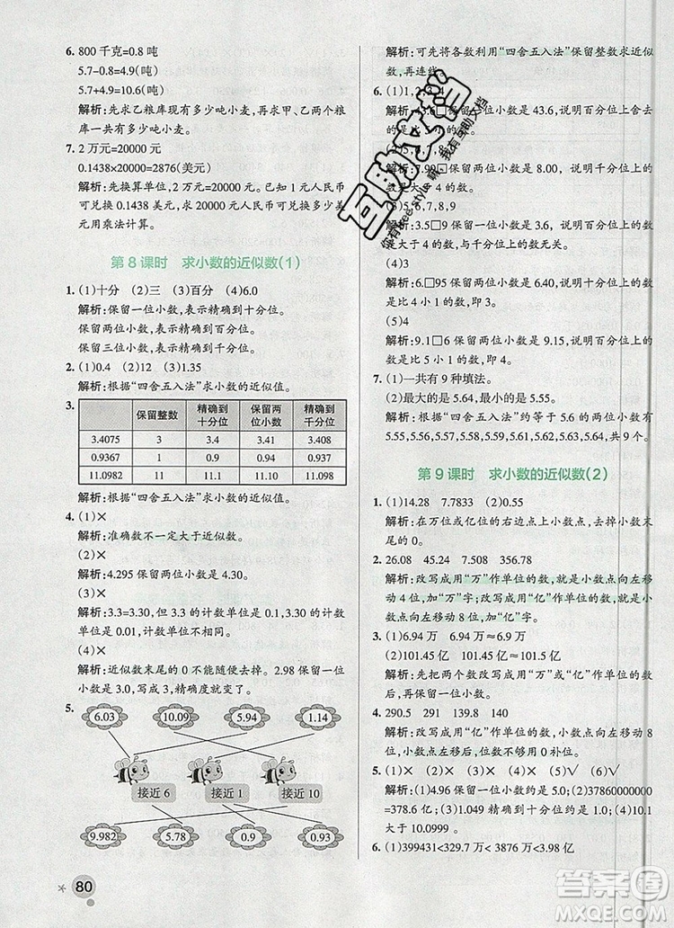 青島版五四制2019年P(guān)ASS小學(xué)學(xué)霸作業(yè)本四年級(jí)數(shù)學(xué)上冊參考答案