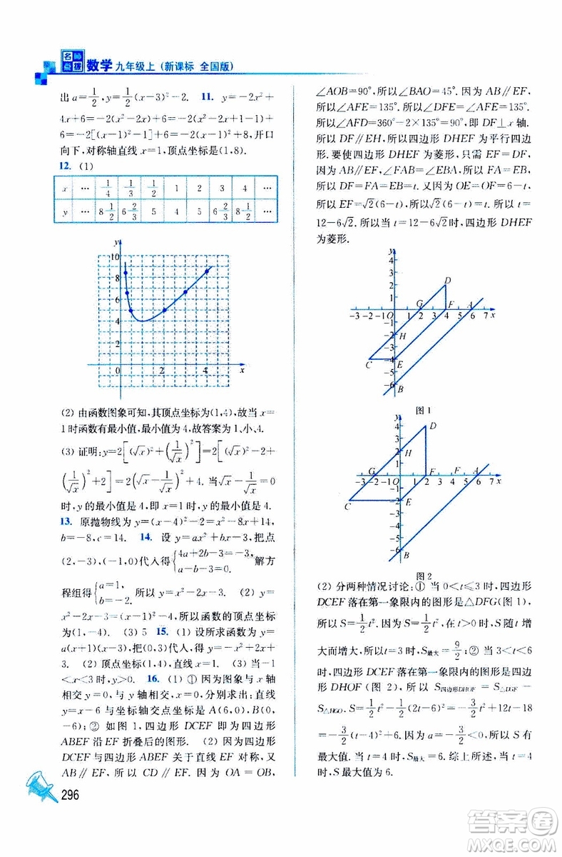 2019年名師點(diǎn)撥課課通教材全解析數(shù)學(xué)九年級上新課標(biāo)全國版參考答案