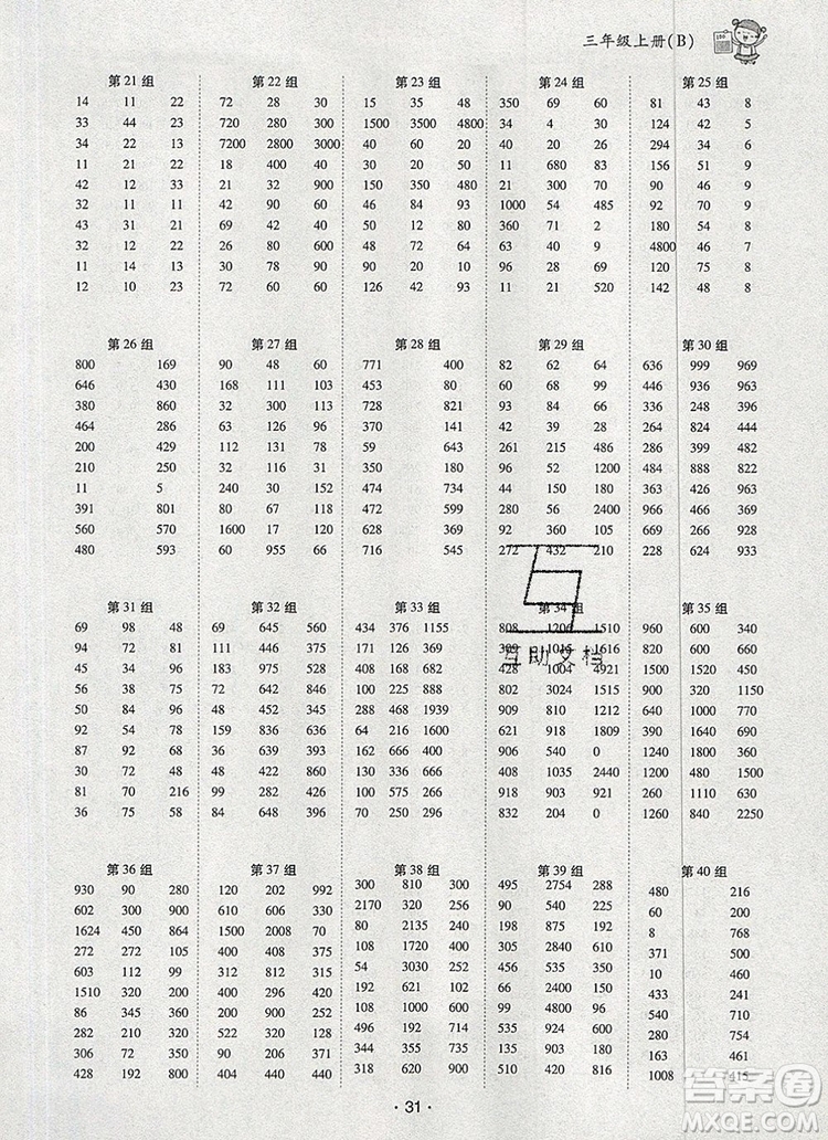 狀元天天練同步練習(xí)三年級數(shù)學(xué)上冊北師大版2019年秋參考答案