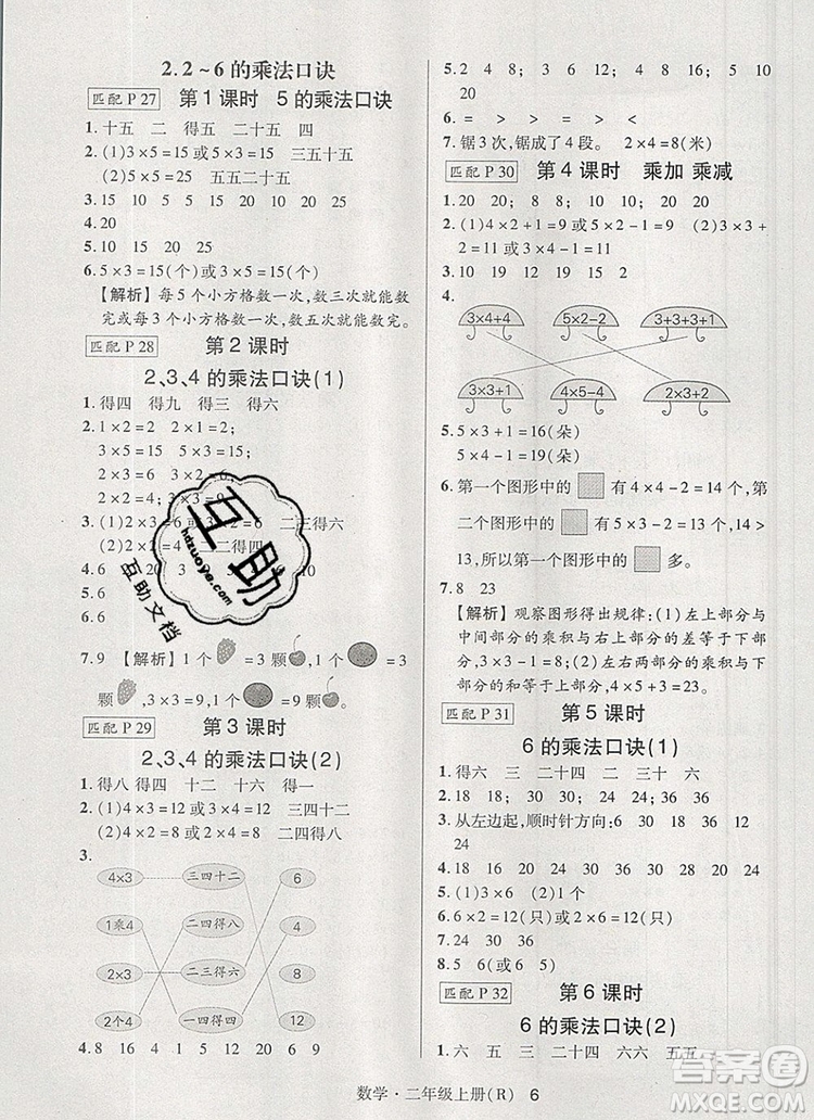 狀元天天練同步練習(xí)二年級數(shù)學(xué)上冊人教版2019年秋新版答案