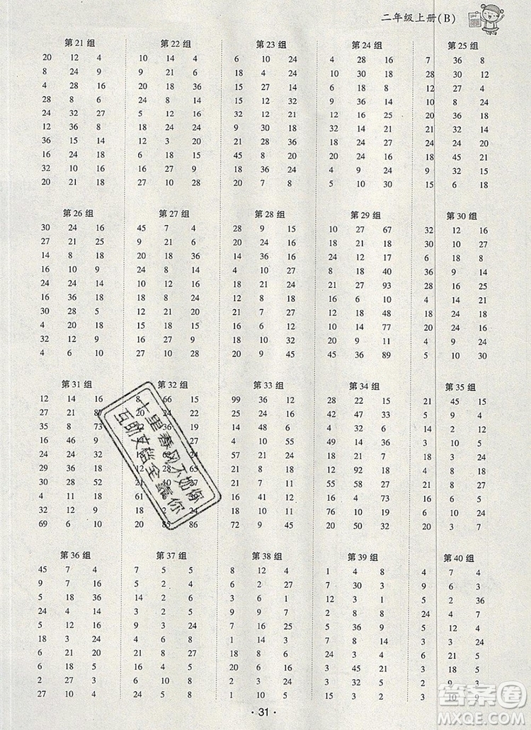 2019年北師大版狀元天天練同步練習(xí)二年級數(shù)學(xué)上冊答案