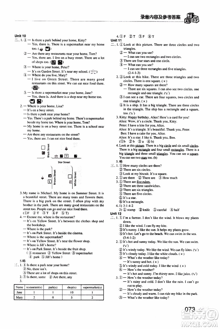 海天出版社2019秋知識與能力訓(xùn)練英語評價手冊第七冊上教版參考答案