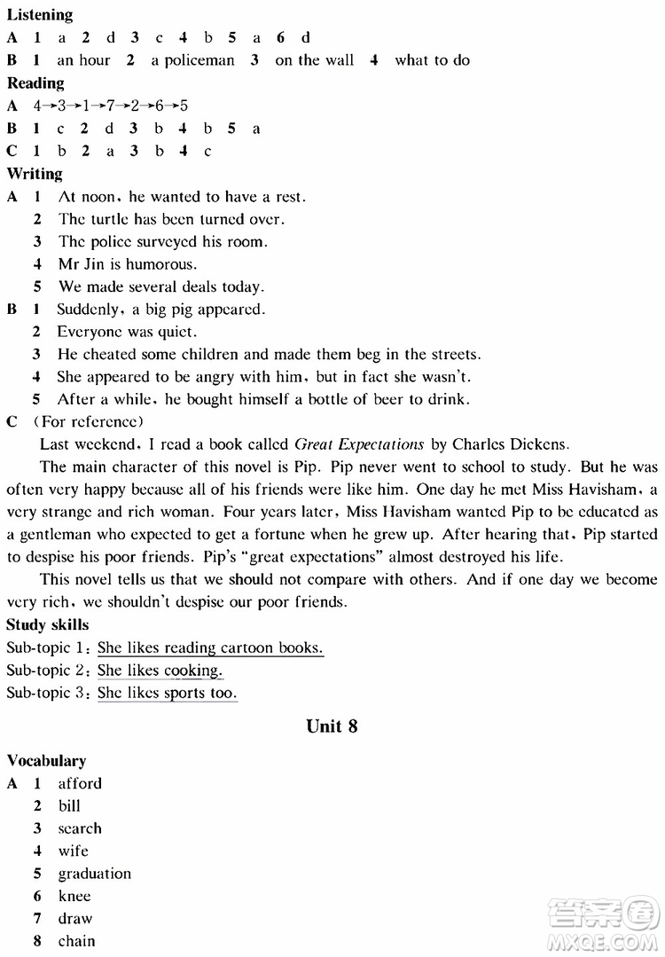 海天出版社2019秋知識(shí)與能力訓(xùn)練英語(yǔ)評(píng)價(jià)手冊(cè)九年級(jí)A上教版參考答案