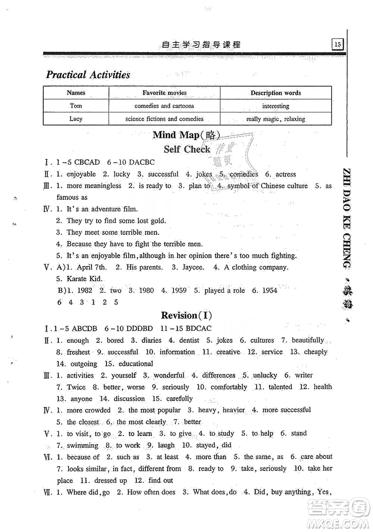 明天出版社2019自主學(xué)習(xí)指導(dǎo)課程8年級(jí)英語(yǔ)上冊(cè)人教版答案