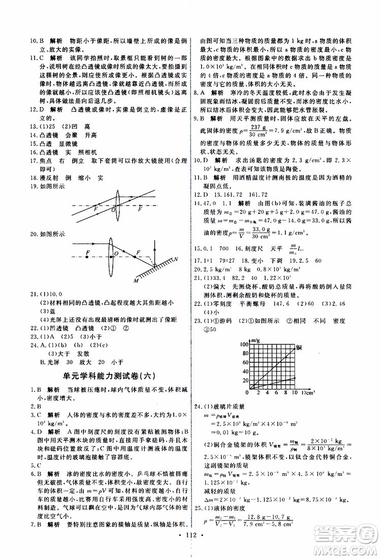 2019年能力培養(yǎng)與測試物理八年級上冊人教版參考答案