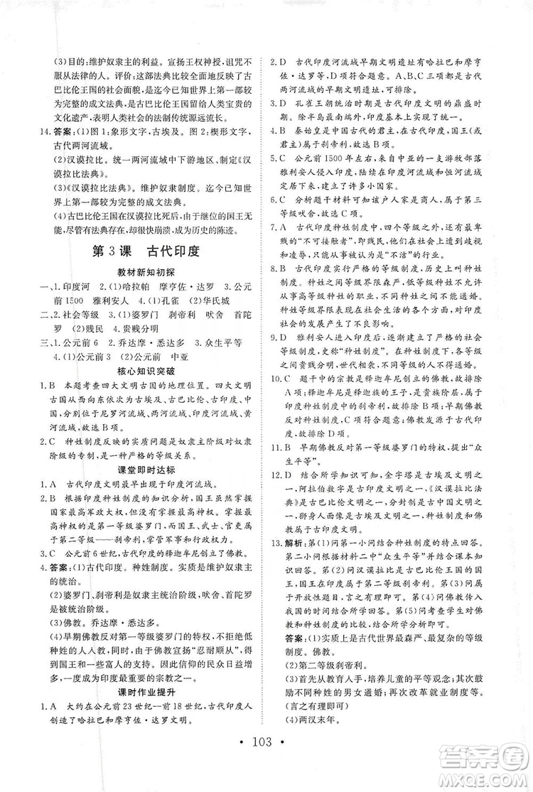 2019海南出版社新課程同步練習冊歷史九年級上冊統(tǒng)編版答案