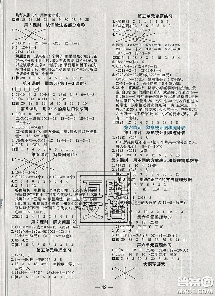 現(xiàn)代教育出版社2019年走向優(yōu)等生二年級數(shù)學上冊冀教版答案