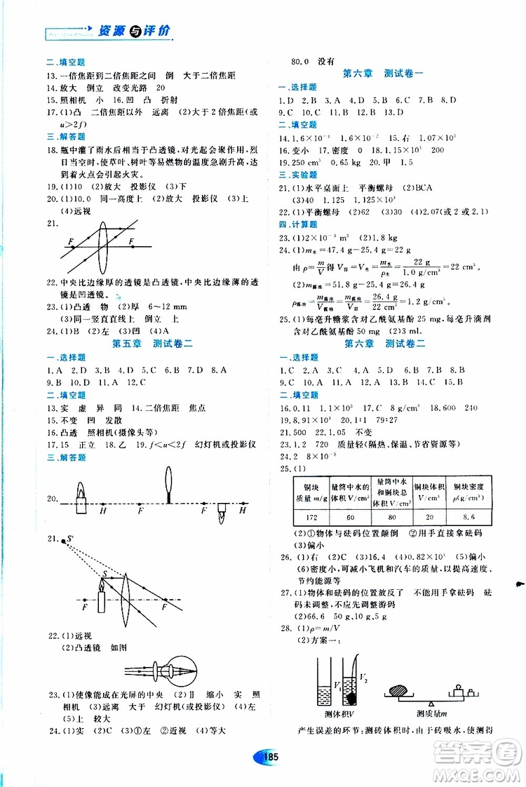 黑龍江教育出版社2019年資源與評(píng)價(jià)物理八年級(jí)上冊(cè)人教版參考答案