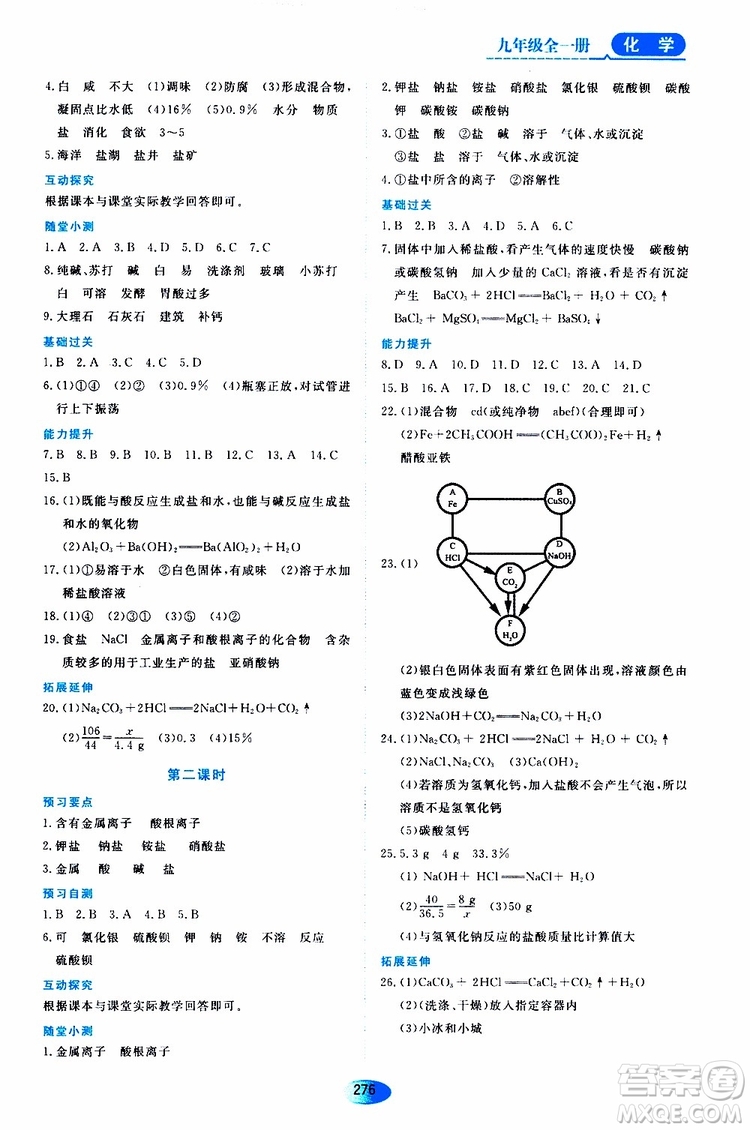 黑龍江教育出版社2019年五四學(xué)制資源與評(píng)價(jià)化學(xué)九年級(jí)全一冊(cè)人教版參考答案