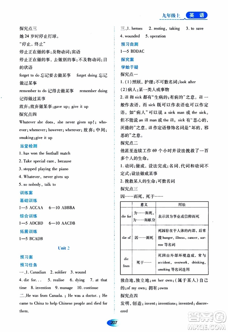 2019年秋資源與評(píng)價(jià)英語(yǔ)九年級(jí)上冊(cè)外研版參考答案