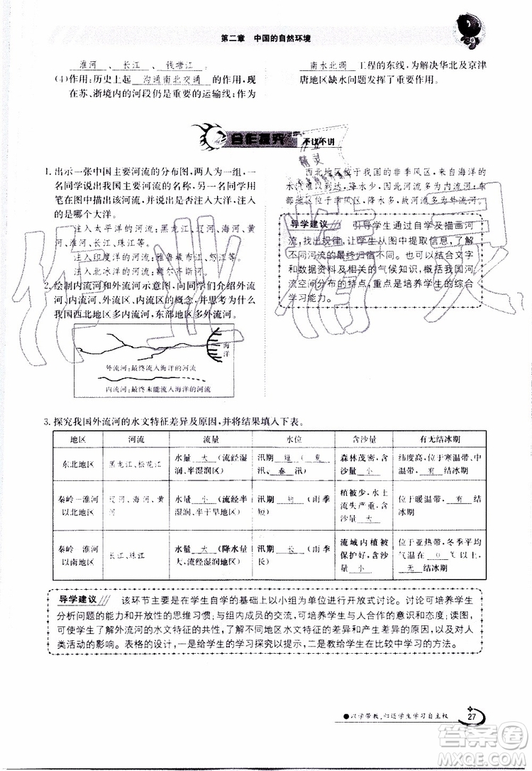 金太陽(yáng)教育2019年金太陽(yáng)導(dǎo)學(xué)案地理八年級(jí)上冊(cè)創(chuàng)新版參考答案