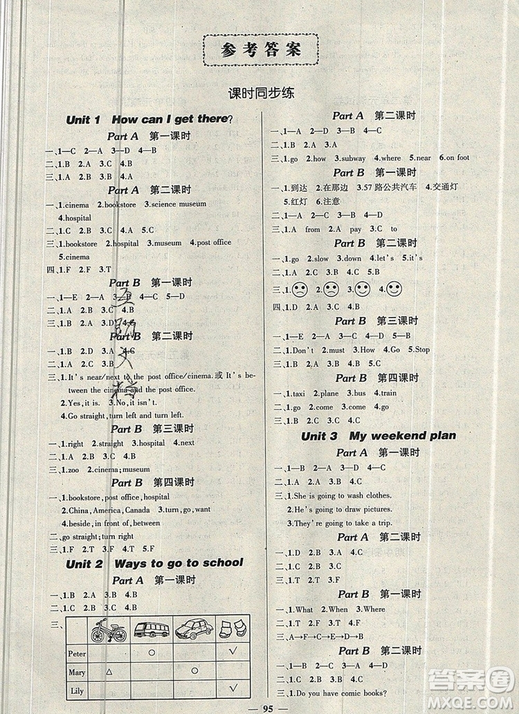 2019年秋新版創(chuàng)優(yōu)作業(yè)100分導學案六年級英語上冊人教版答案