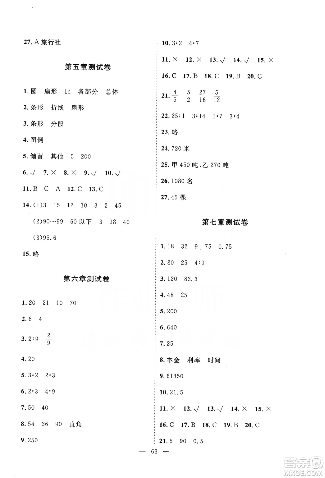 2019芝麻開花能力形成同步測試卷六年級數(shù)學(xué)上學(xué)期北師大版答案