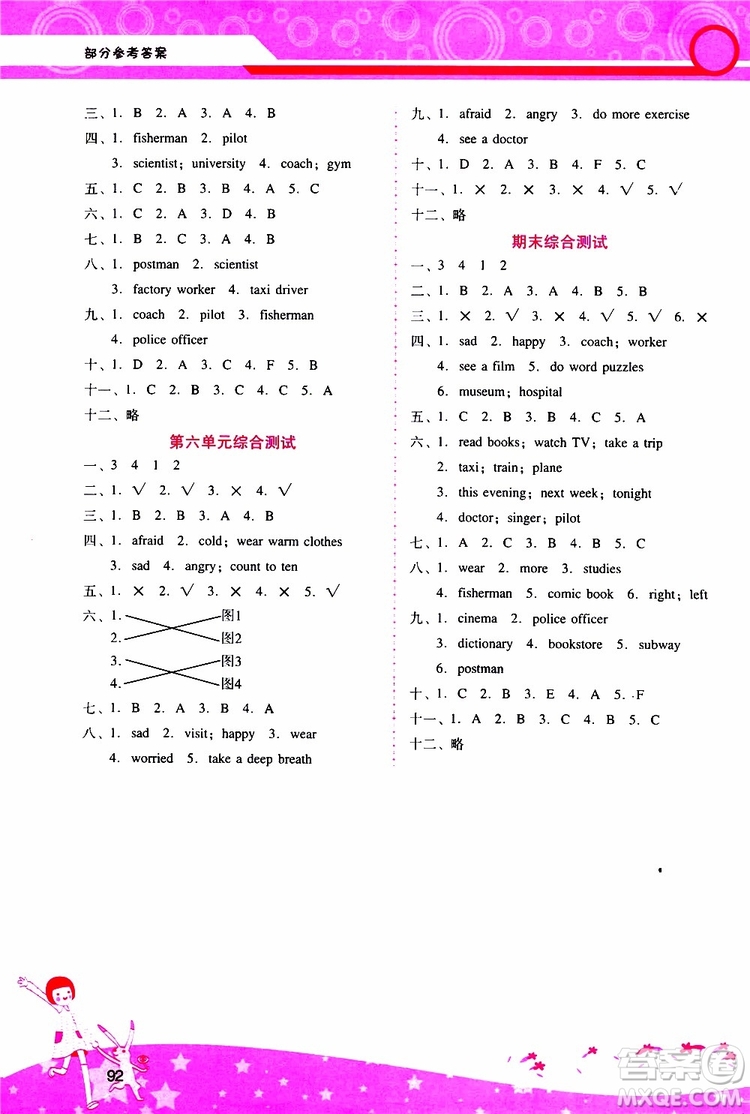 2019年新課程學(xué)習(xí)輔導(dǎo)英語六年級上冊PEP人教版參考答案