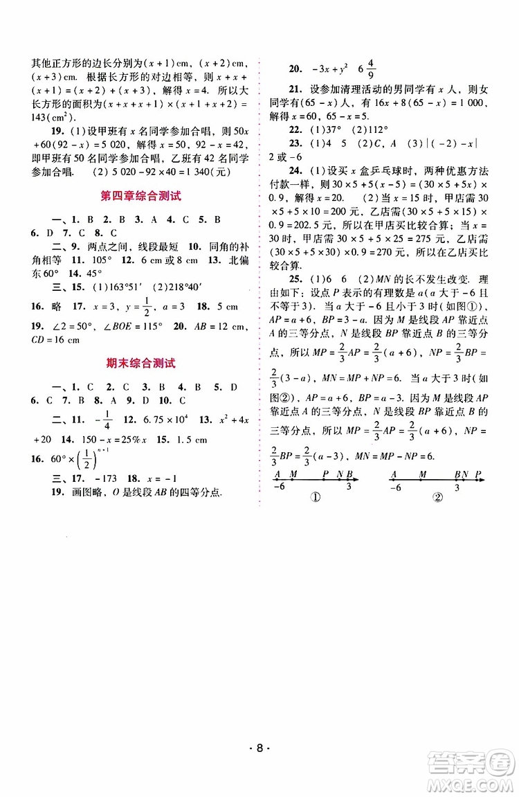 2019年新課程學(xué)習(xí)輔導(dǎo)數(shù)學(xué)七年級上冊人教版參考答案