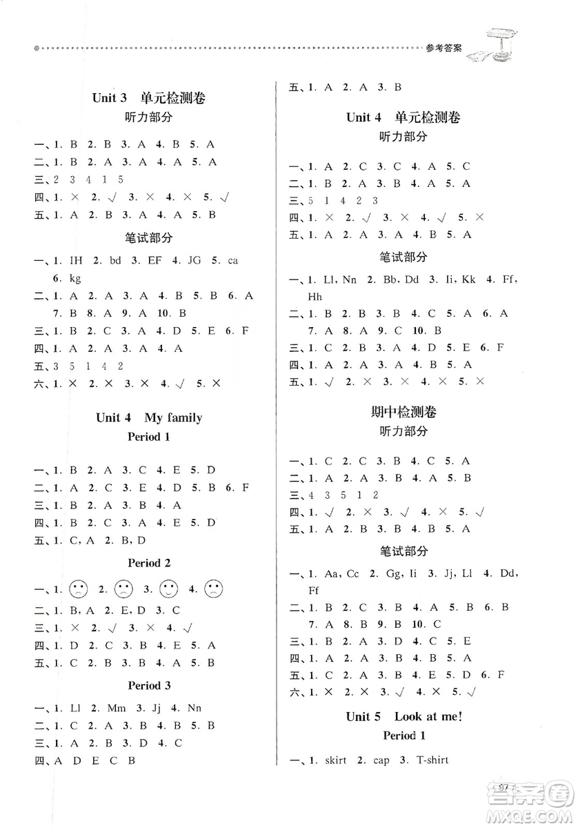 南大勵(lì)學(xué)2019課時(shí)天天練三年級(jí)英語(yǔ)上冊(cè)譯林版答案