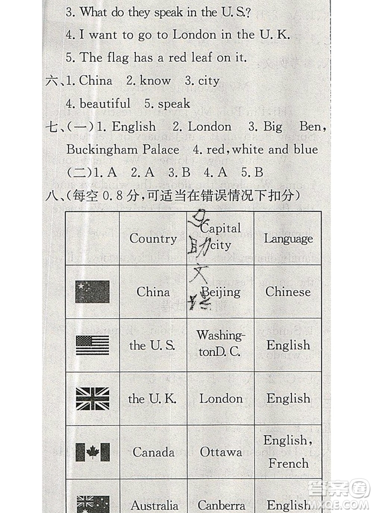 2019年冀教版英才計劃同步課時高效訓(xùn)練五年級英語上冊答案