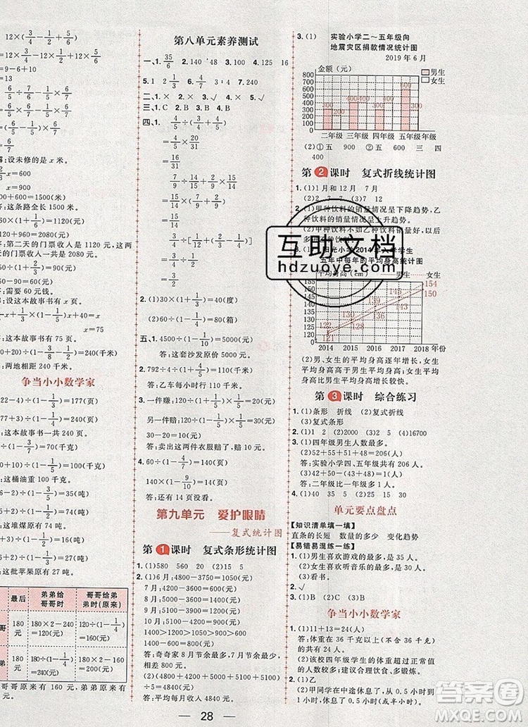 南方出版社2019年核心素養(yǎng)天天練五年級數(shù)學(xué)上冊青島版五四制答案