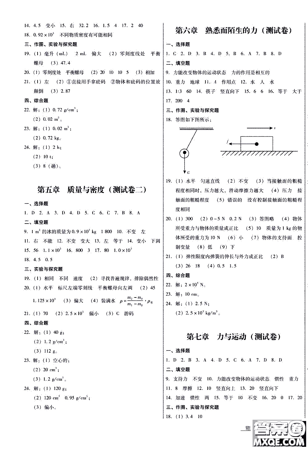 2019年優(yōu)佳學(xué)案優(yōu)等生物理八年級全一冊H版參考答案