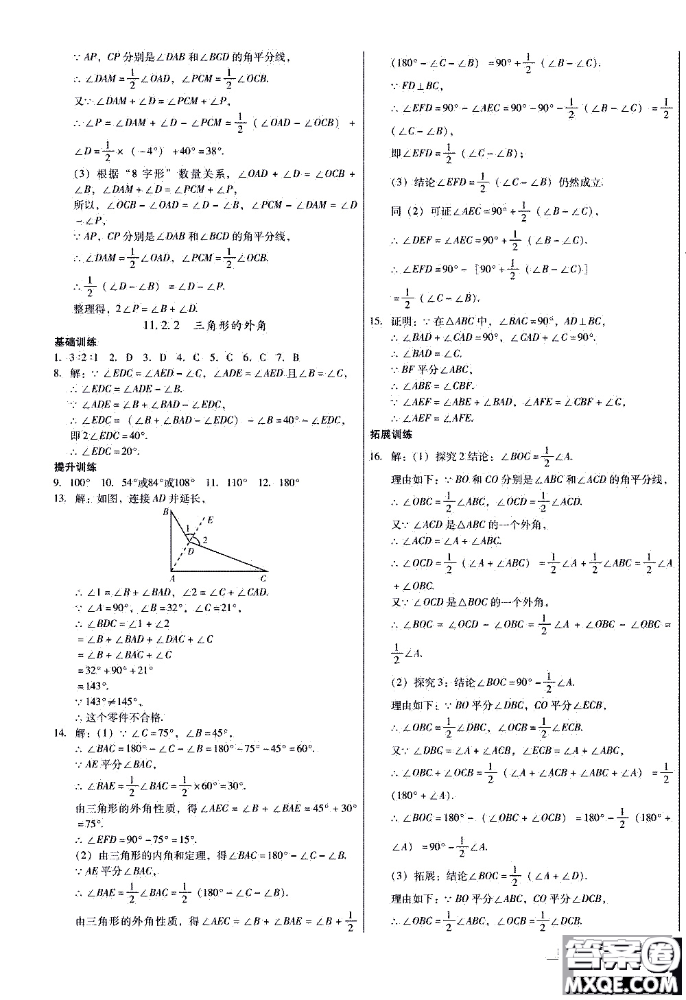 2019年優(yōu)佳學(xué)案優(yōu)等生數(shù)學(xué)八年級上冊參考答案