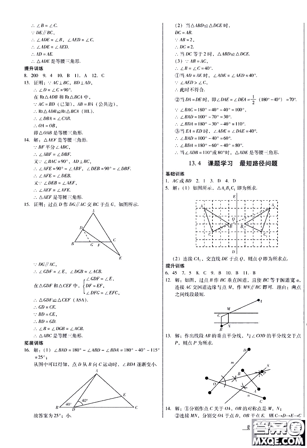 2019年優(yōu)佳學(xué)案優(yōu)等生數(shù)學(xué)八年級上冊參考答案