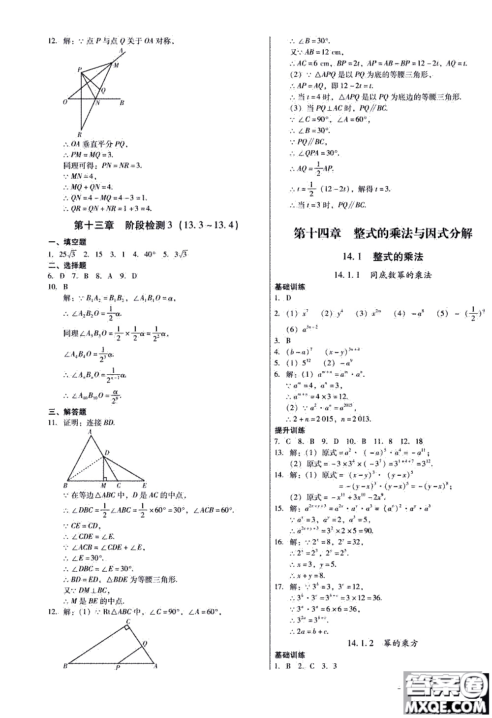 2019年優(yōu)佳學(xué)案優(yōu)等生數(shù)學(xué)八年級上冊參考答案