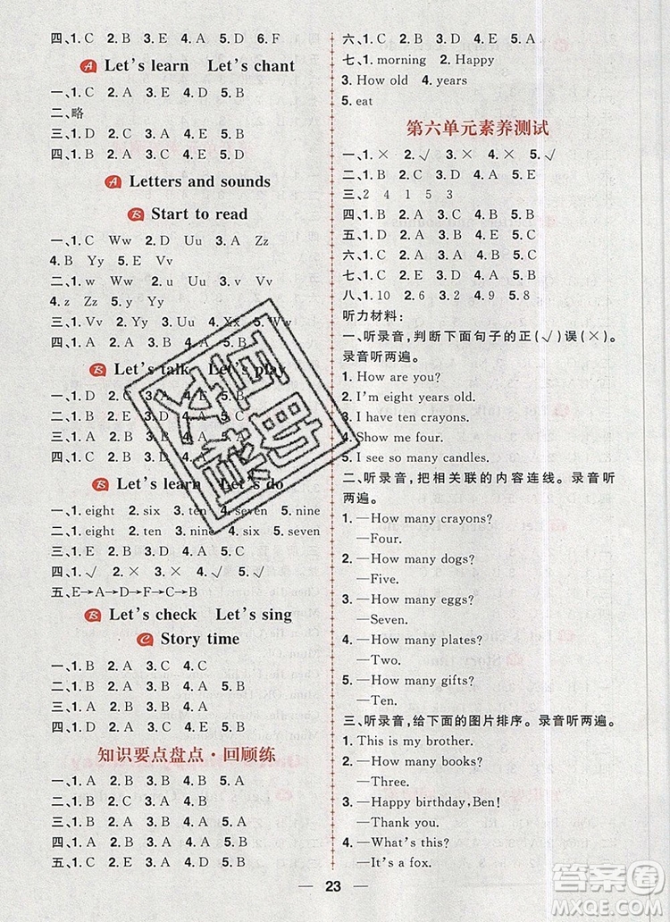 南方出版社2019年核心素養(yǎng)天天練三年級(jí)英語(yǔ)上冊(cè)人教版答案