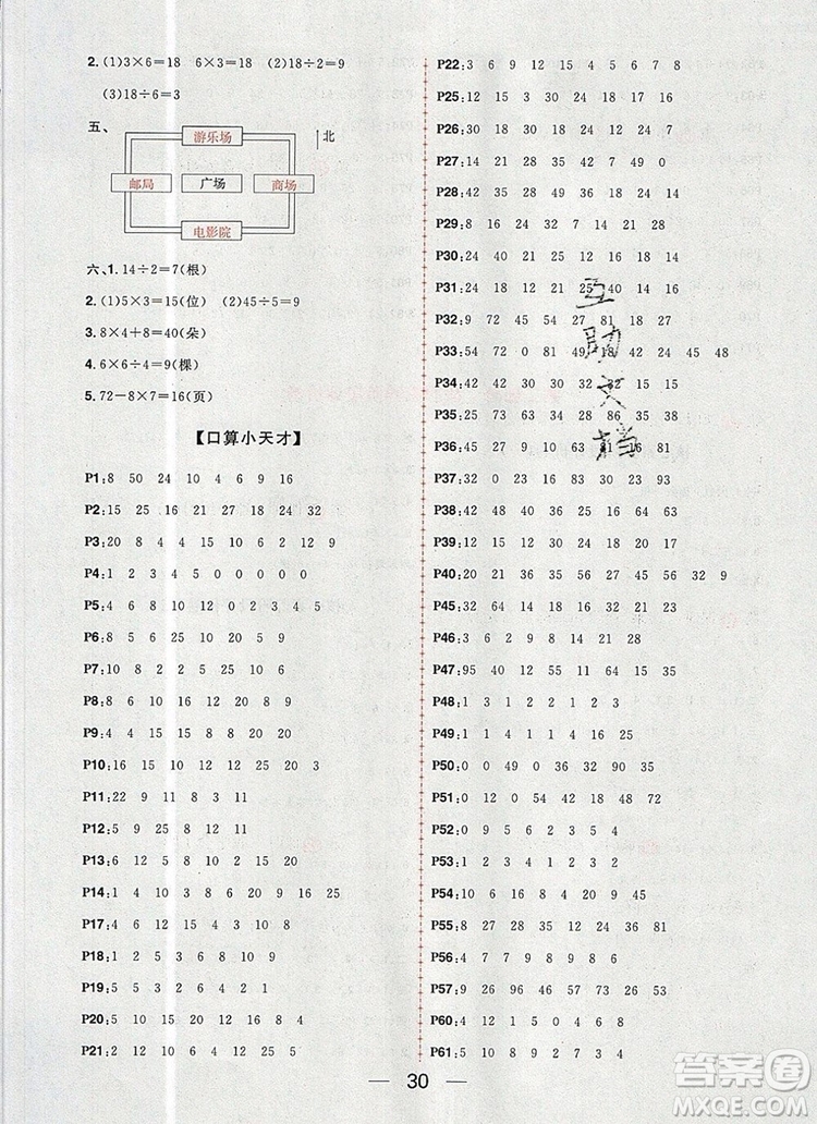 南方出版社2019年核心素養(yǎng)天天練二年級數(shù)學(xué)上冊青島版答案