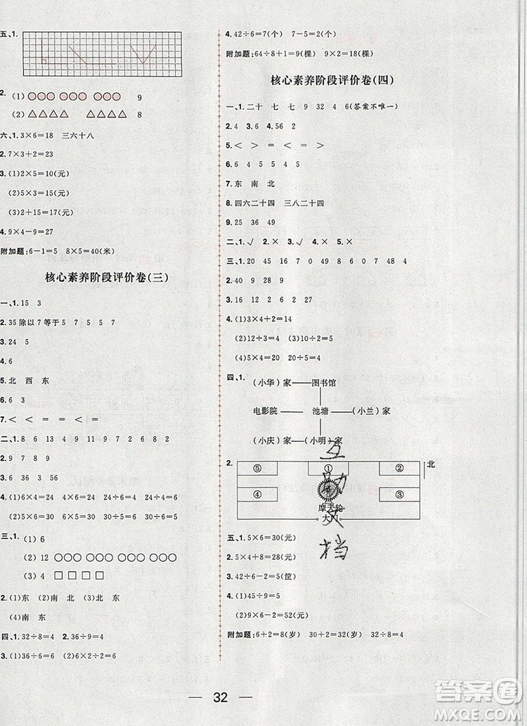 南方出版社2019年核心素養(yǎng)天天練二年級數(shù)學(xué)上冊青島版答案