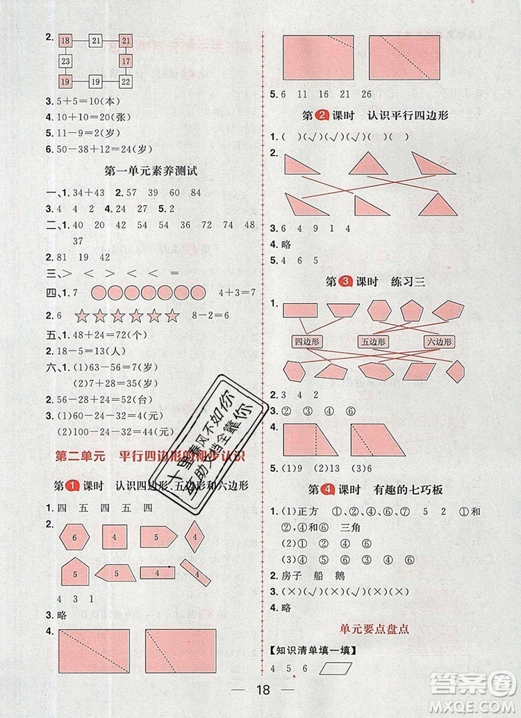 南方出版社2019年核心素養(yǎng)天天練二年級數(shù)學上冊蘇教版答案