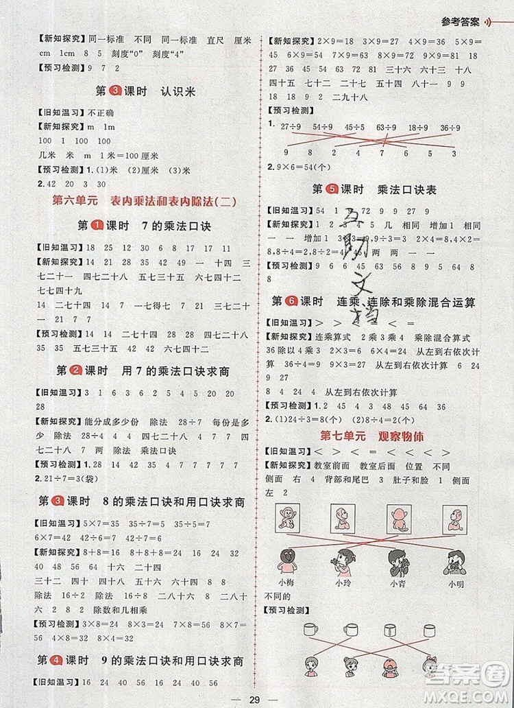 南方出版社2019年核心素養(yǎng)天天練二年級數(shù)學上冊蘇教版答案