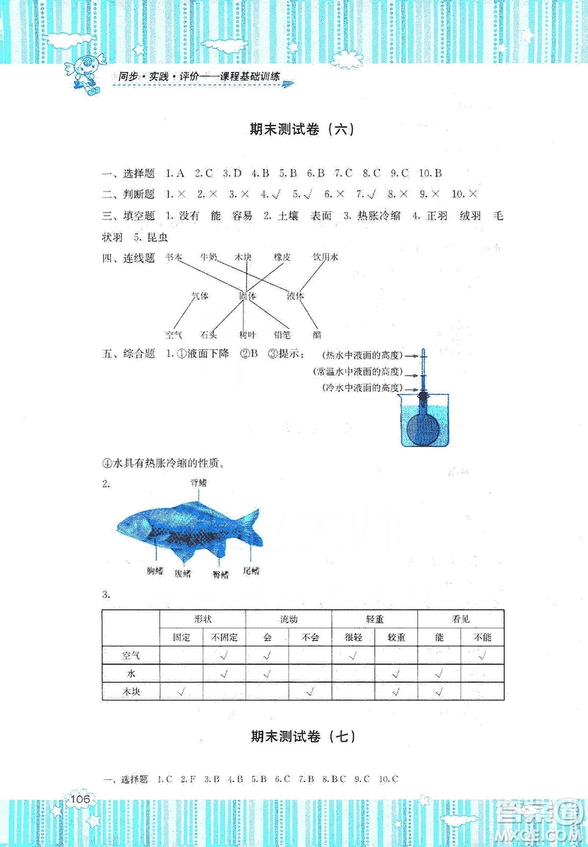 湖南少年兒童出版社2019課程基礎(chǔ)訓(xùn)練三年級上冊科學(xué)湘科版答案