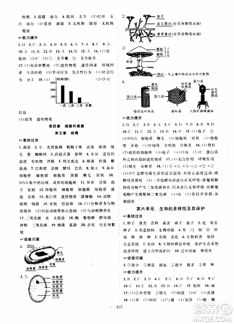 智慧萬羽2019年優(yōu)質(zhì)課堂導(dǎo)學(xué)案生物八年級(jí)上冊(cè)人教版參考答案