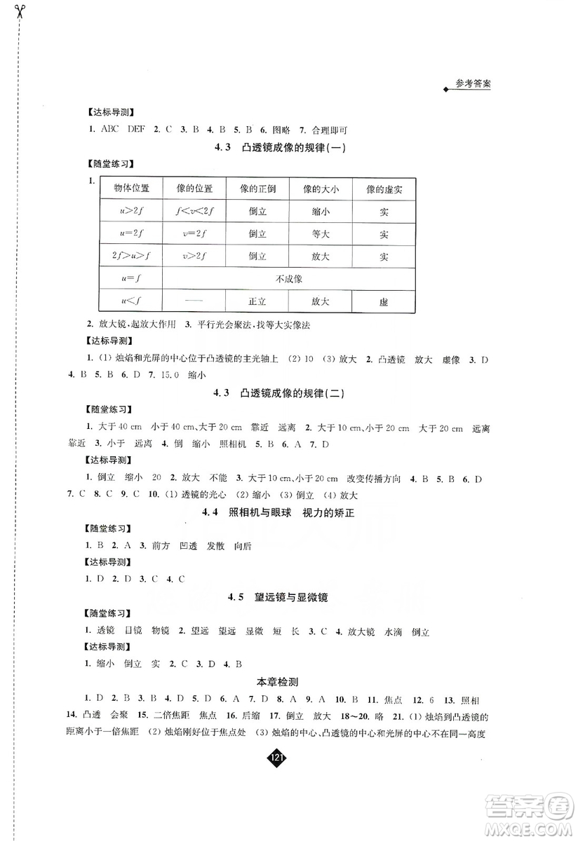 江蘇人民出版社2019伴你學(xué)八年級上冊物理蘇科版答案