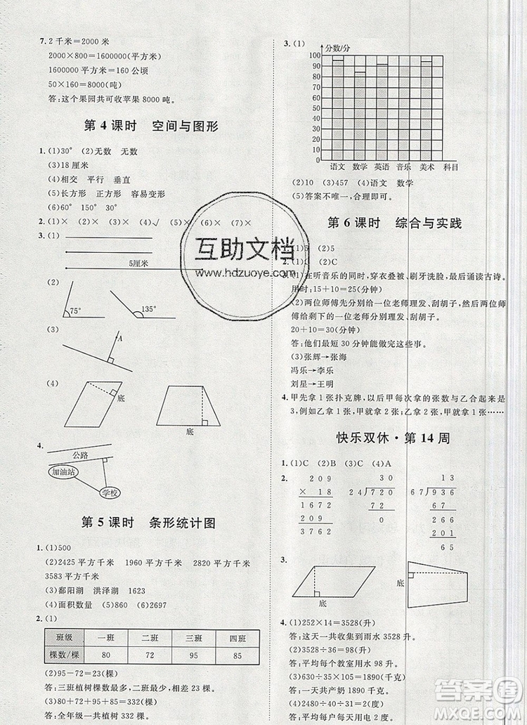 2019秋季陽光計(jì)劃第一步四年級(jí)數(shù)學(xué)上冊(cè)人教版答案