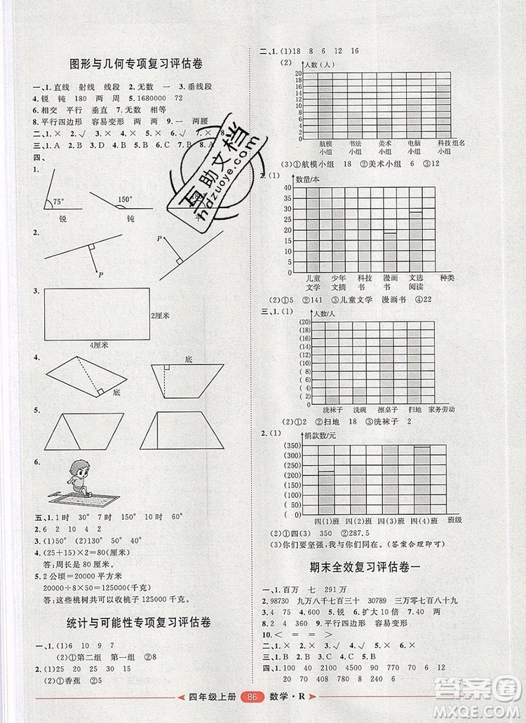 2019秋季陽光計(jì)劃第二步四年級(jí)數(shù)學(xué)上冊(cè)人教版答案