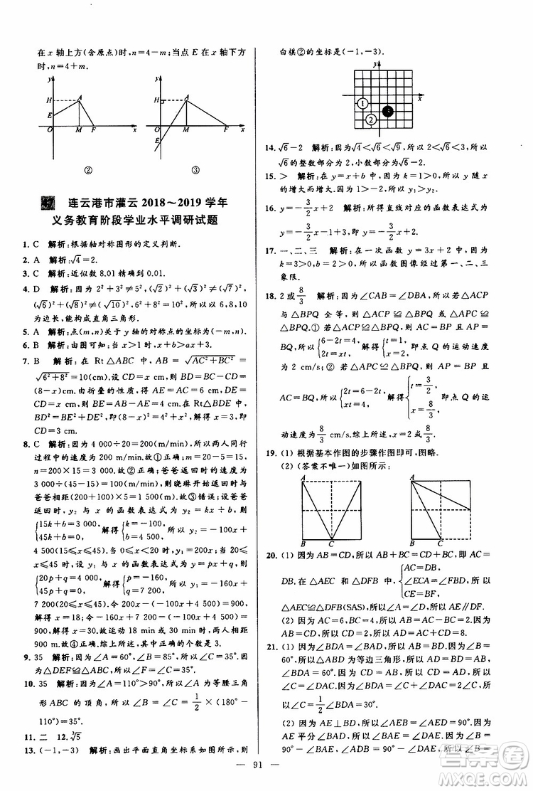 2019年亮點給力大試卷數(shù)學八年級上冊人教版參考答案