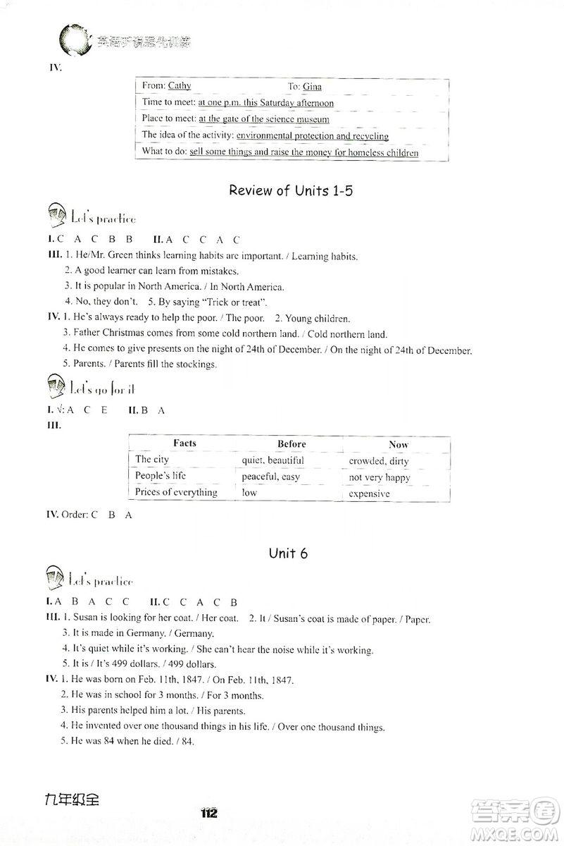 浙江教育出版社2019英語(yǔ)聽(tīng)說(shuō)強(qiáng)化訓(xùn)練九年級(jí)全一冊(cè)人教版答案