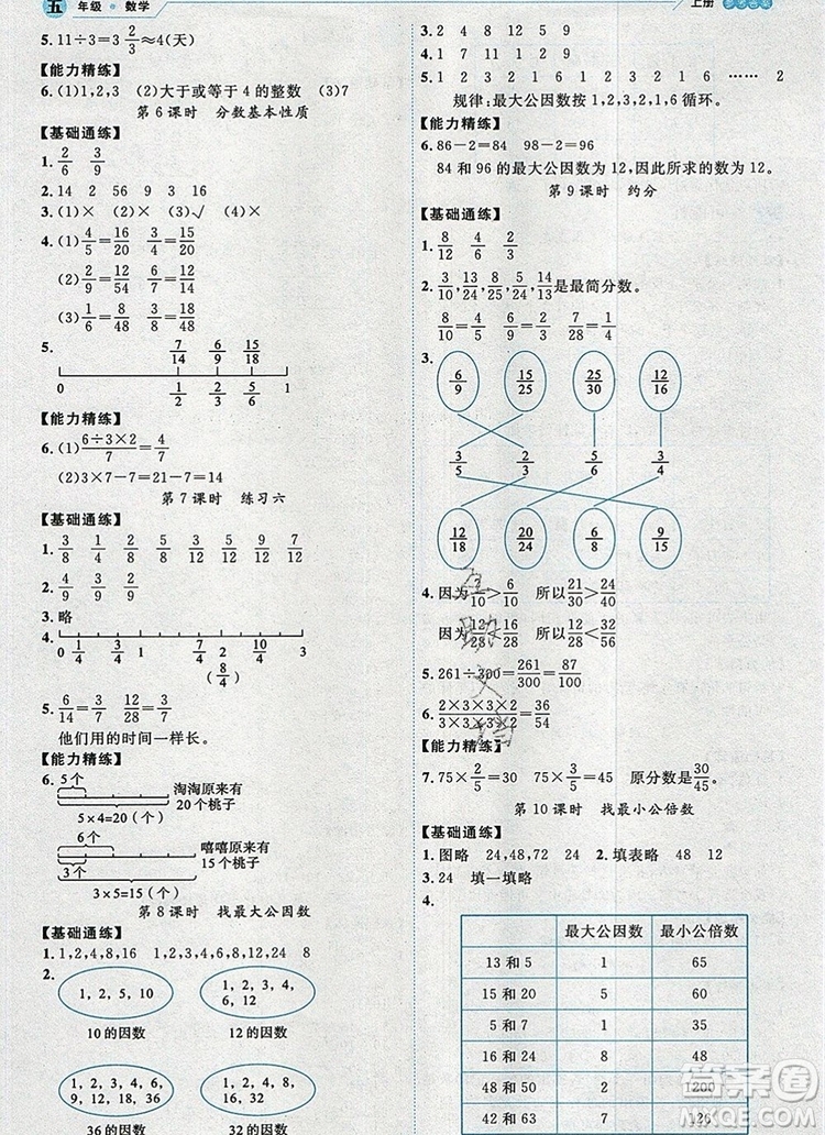 延邊人民出版社2019年百分學(xué)生作業(yè)本題練王五年級數(shù)學(xué)上冊北師大版答案