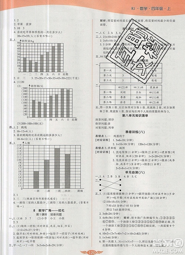 2019年人教版世紀百通百通作業(yè)本四年級數(shù)學(xué)上冊答案