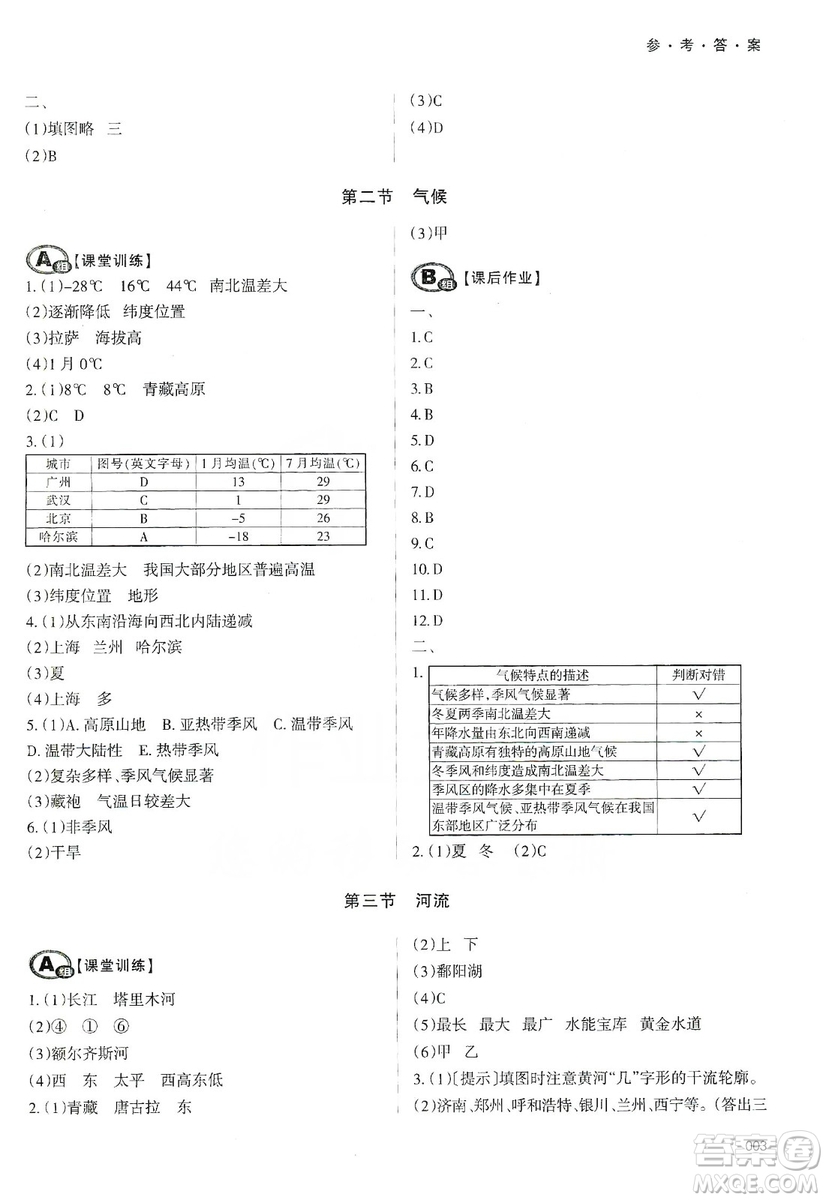 天津教育出版社2019學(xué)習(xí)質(zhì)量監(jiān)測(cè)八年級(jí)地理上冊(cè)人教版答案