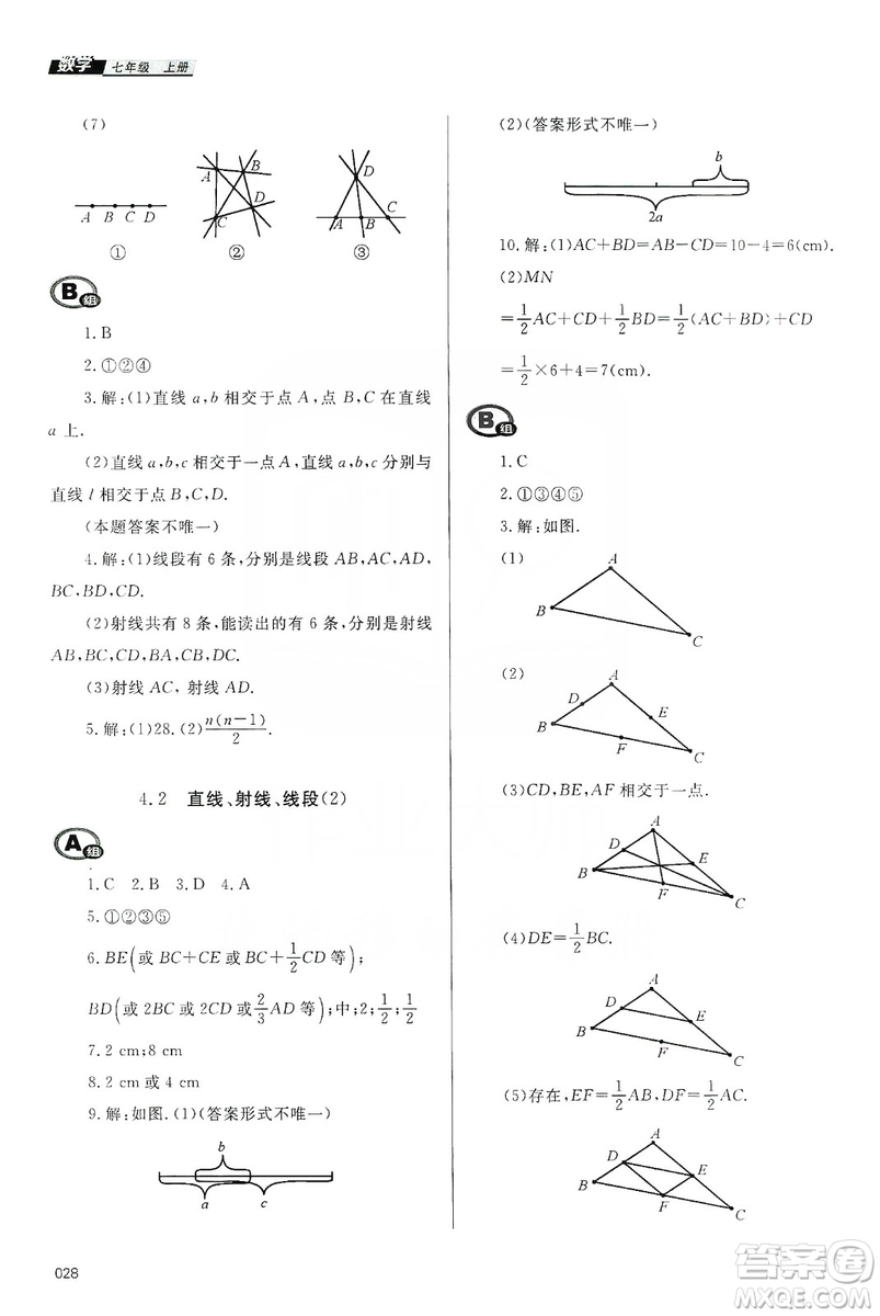 天津教育出版社2019學(xué)習(xí)質(zhì)量監(jiān)測七年級數(shù)學(xué)上冊人教版答案