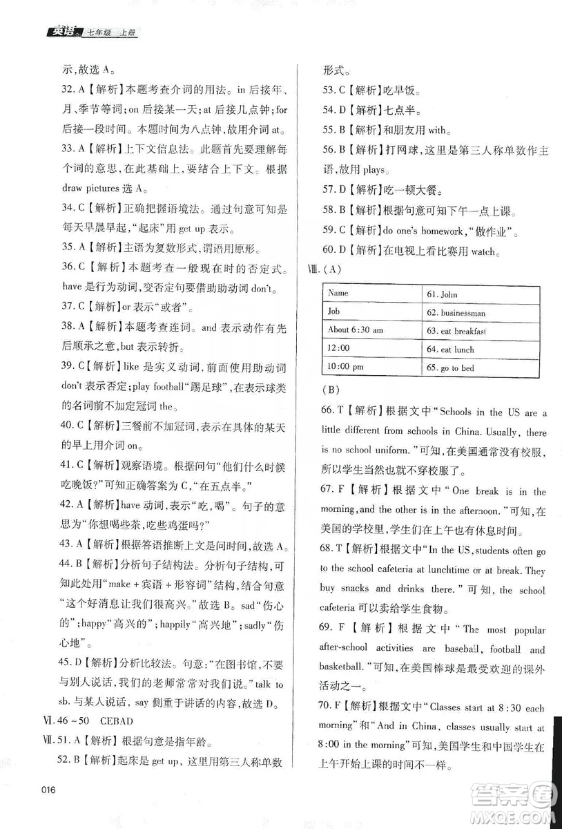 天津教育出版社2019學習質(zhì)量監(jiān)測七年級英語上冊外研版答案