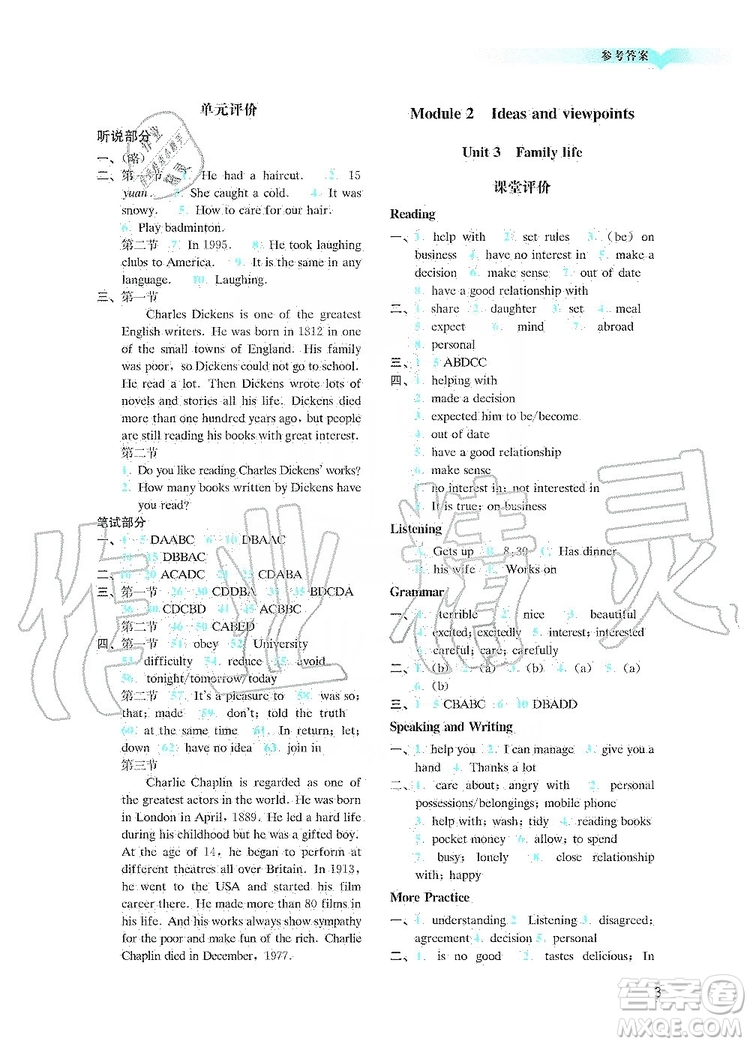 廣州出版社2019陽(yáng)光學(xué)業(yè)評(píng)價(jià)英語(yǔ)九年級(jí)上冊(cè)滬教版答案