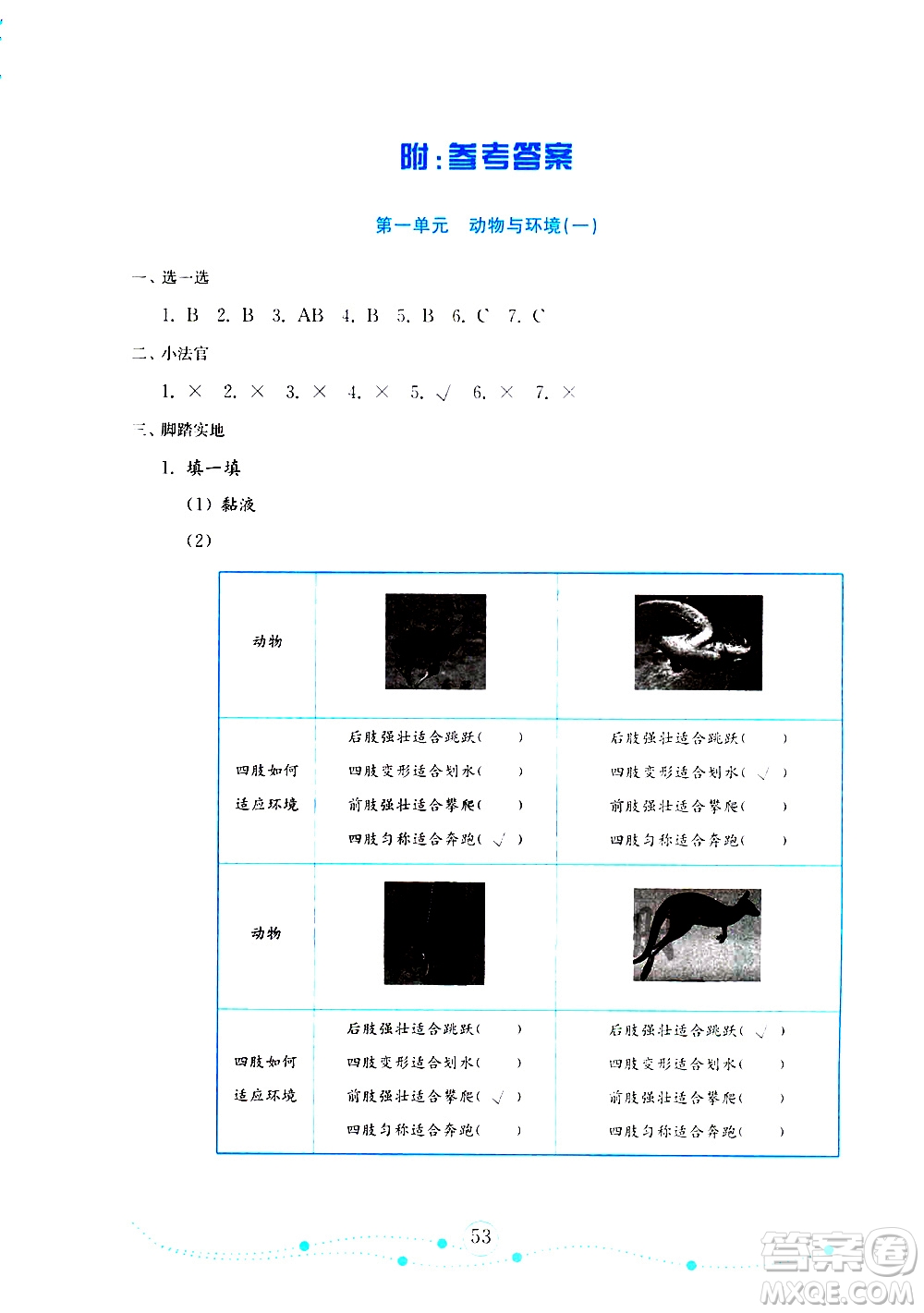 山東教育出版社2019年金版小學(xué)科學(xué)試卷金鑰匙三年級上冊參考答案