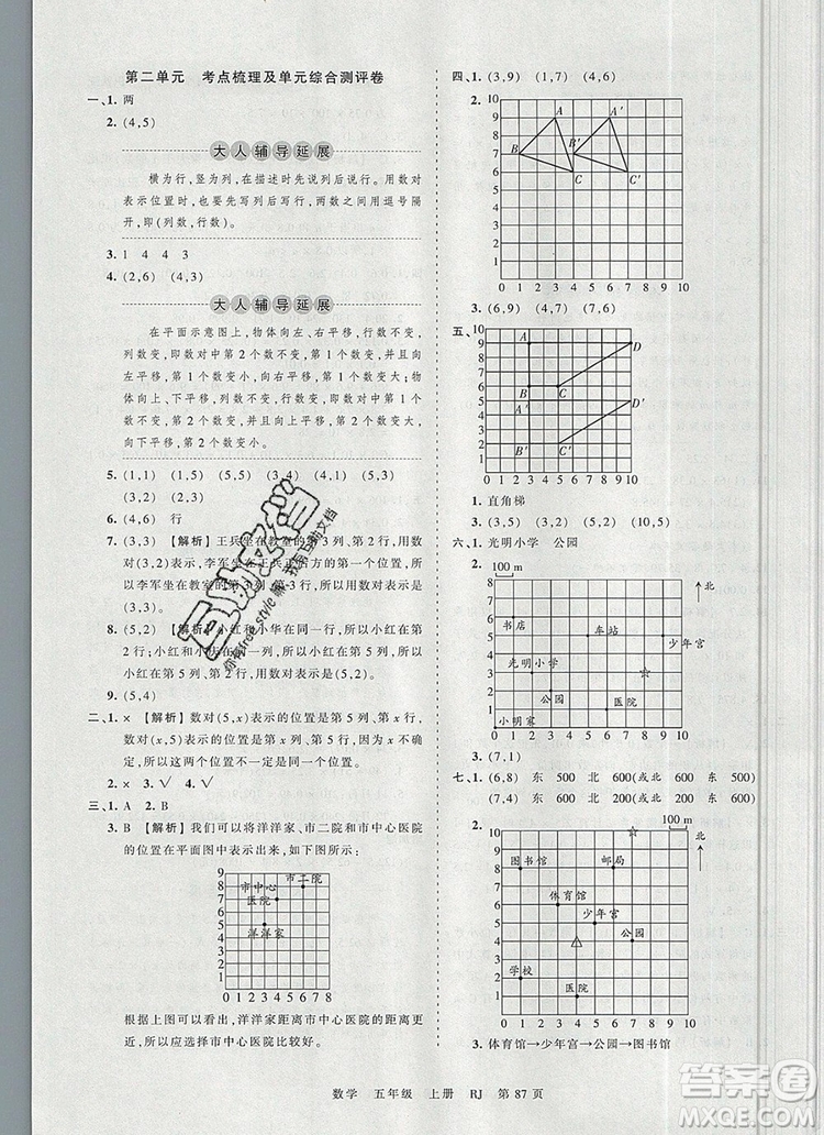 江西人民出版社2019年王朝霞考點梳理時習卷五年級數(shù)學上冊人教版答案