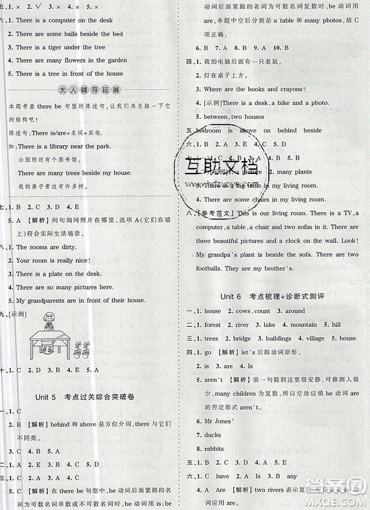 江西人民出版社2019年王朝霞考點梳理時習(xí)卷五年級英語上冊人教版答案