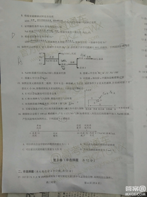 2020屆呂梁一?；瘜W(xué)試題及參考答案